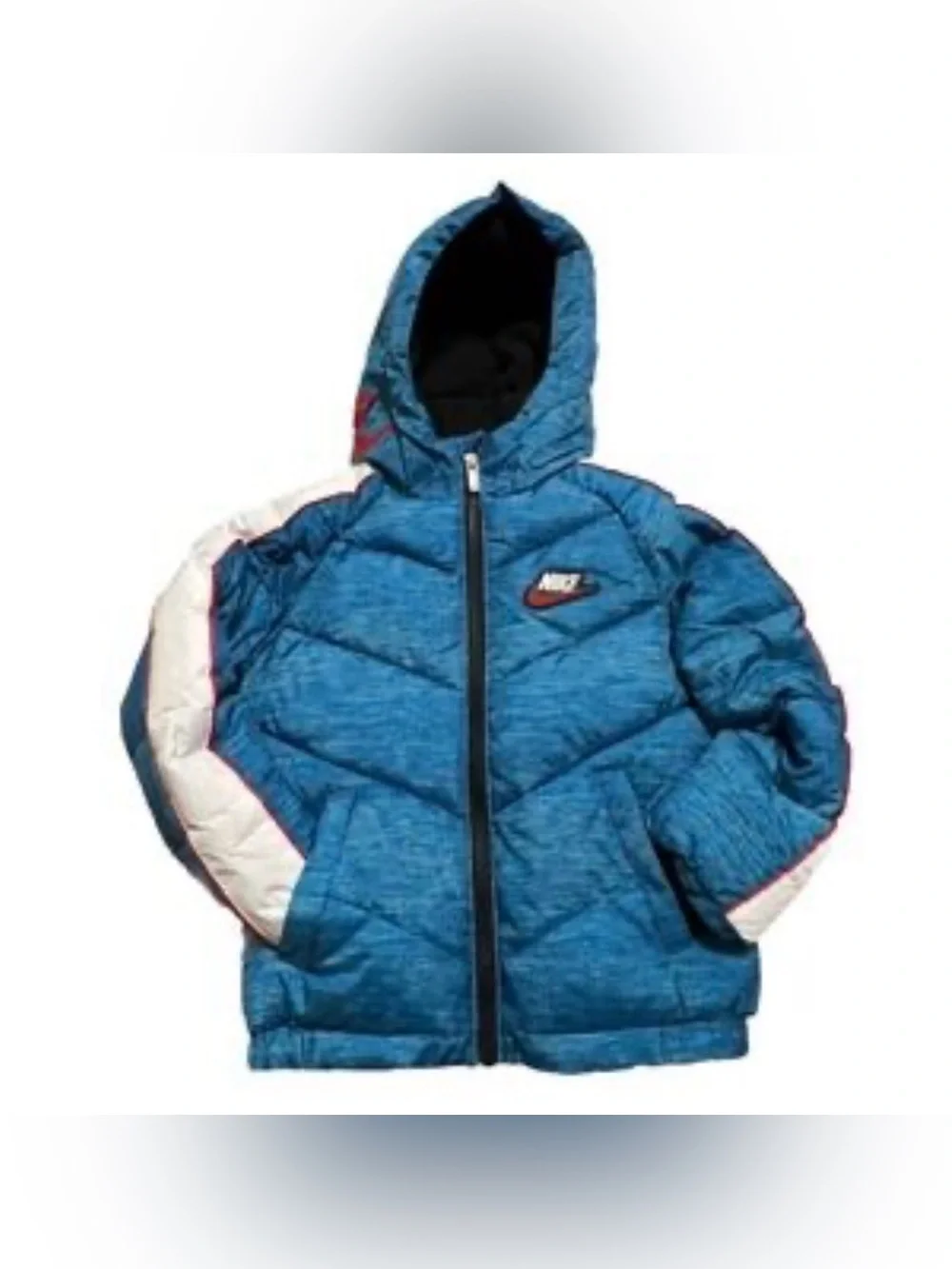 Nike Kids Blue Insulated Puffer Jacket with Stripe Detail